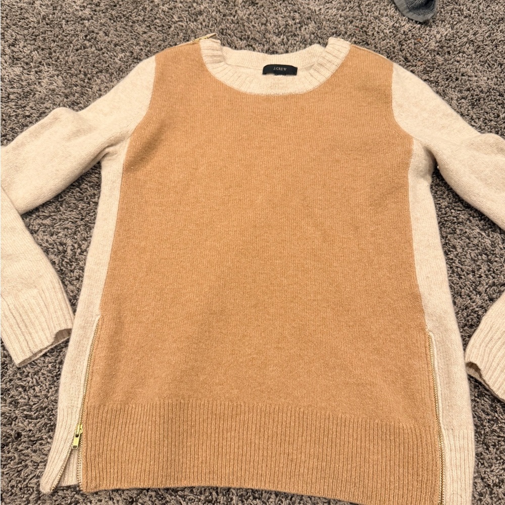 JCrewTwo-Tone Camel & Cream Knit wool Sweater